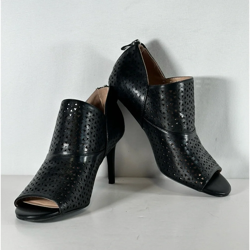 The Limited Lenra Pumps Open Toe Stiletto Back Zip Witchy Sexy Goth‎ Edgy Sz 8